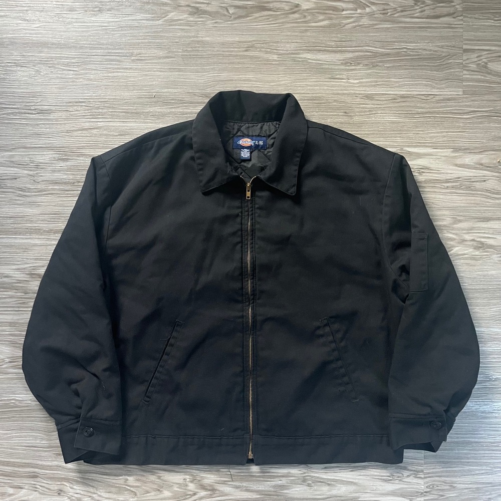 Vintage Dickies Eisenhower Jacket Men XL Black Quilted Lined Insulated Work Coat